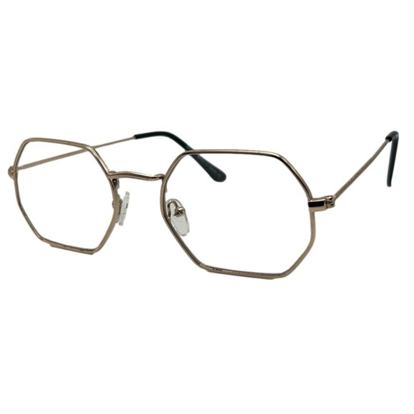 9225 | Gold Clear Lens Hexagon Glasses - Picture 3 of 5